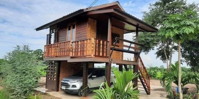 
					Desain rumah panggung kayu modern